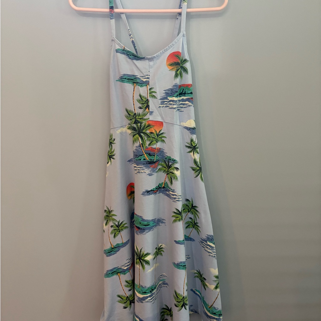 Girl’s Old Navy Blue And Green Tropical Dress In Size 8